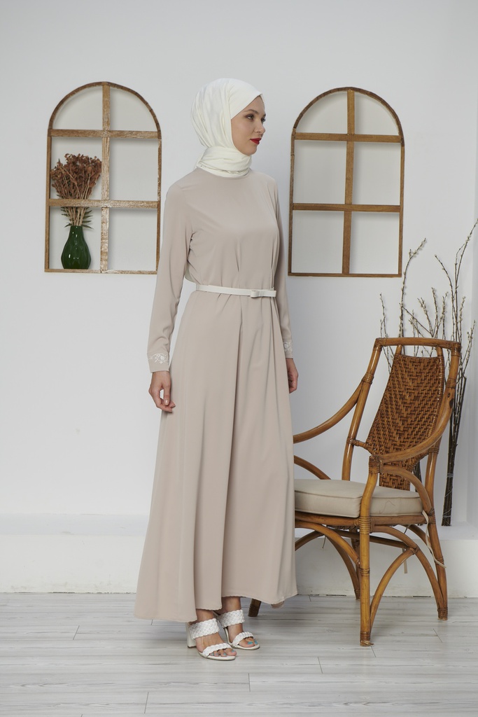 [1615-Beige-38] 1615 فستان (38, Beige) D5053