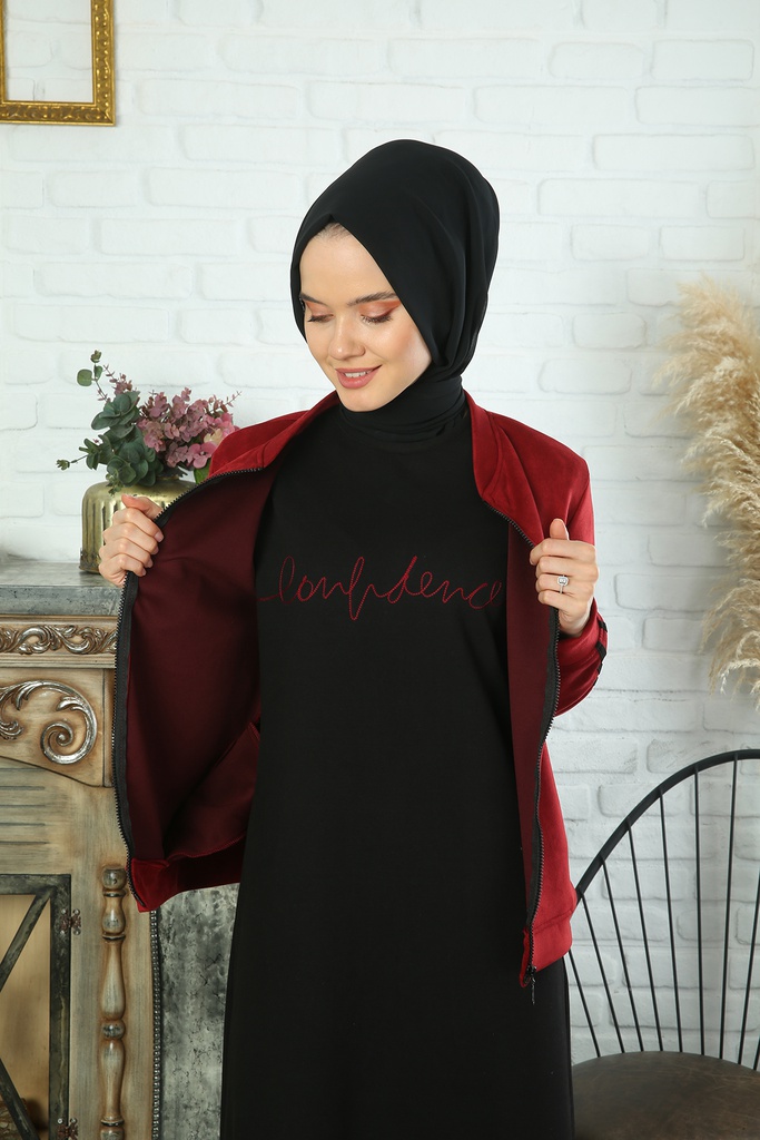 [2510-Maro-38] طقم قطعتين فستان مع جاكيت شمواه (38, Maroon) IMG_0065