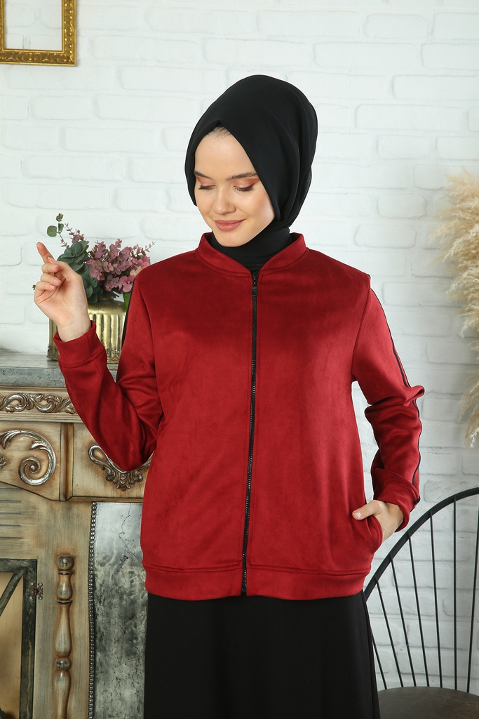 [2510-Maro-38] طقم قطعتين فستان مع جاكيت شمواه (38, Maroon) IMG_0069