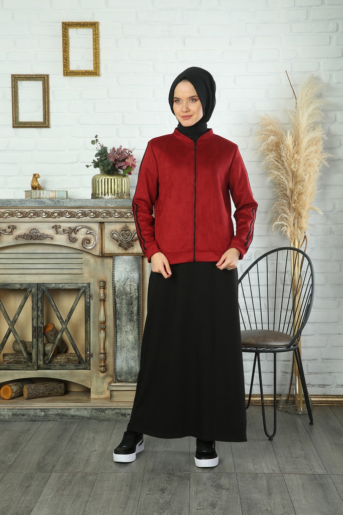 [2510-Maro-38] طقم قطعتين فستان مع جاكيت شمواه (38, Maroon) IMG_0071