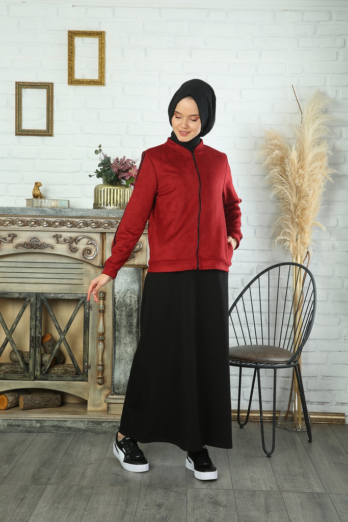 [2510-Maro-38] طقم قطعتين فستان مع جاكيت شمواه (38, Maroon) IMG_0073