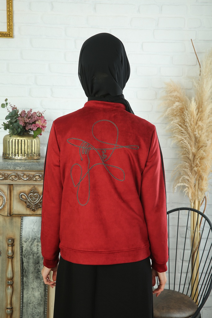 [2510-Maro-38] طقم قطعتين فستان مع جاكيت شمواه (38, Maroon) IMG_0075