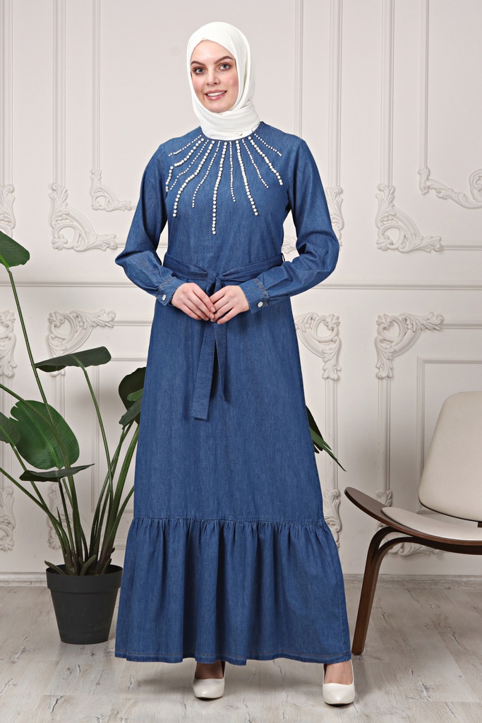 [1660-Jeans-36] فستان جينز 1660 (36, Jeans) OMER1314