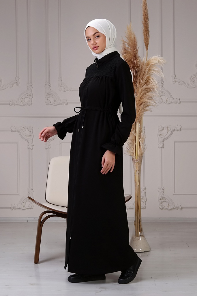 [1524-Blac-38] عباية مطرز (38, Black) NRC44472