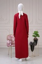 [1523-Maro-38] فستان خطين لون واحد (38, Maroon) NRC49988