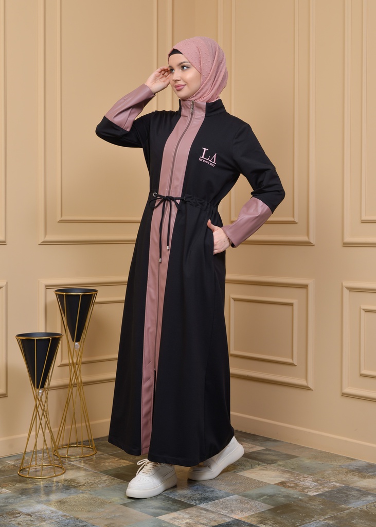 [1538-Blac-38] جلباب مع جلد (38, Black) _BIA7955-33