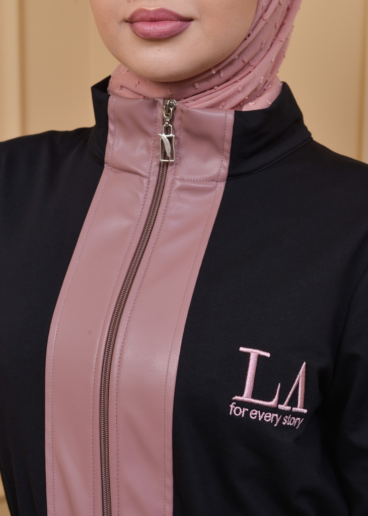 [1538-Blac-38] جلباب مع جلد (38, Black) _BIA7960-38