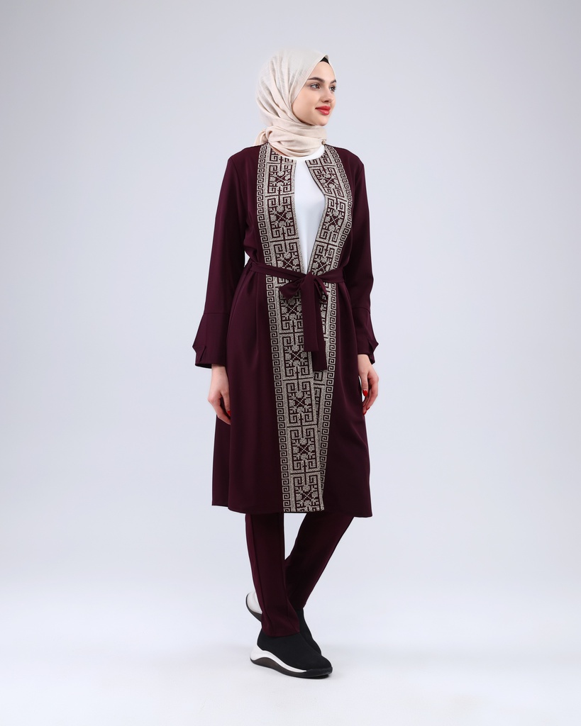 [3547-Maro-36] طقم فلسطيني 3 قطع طويل 3547 (36, Maroon) NRC20655