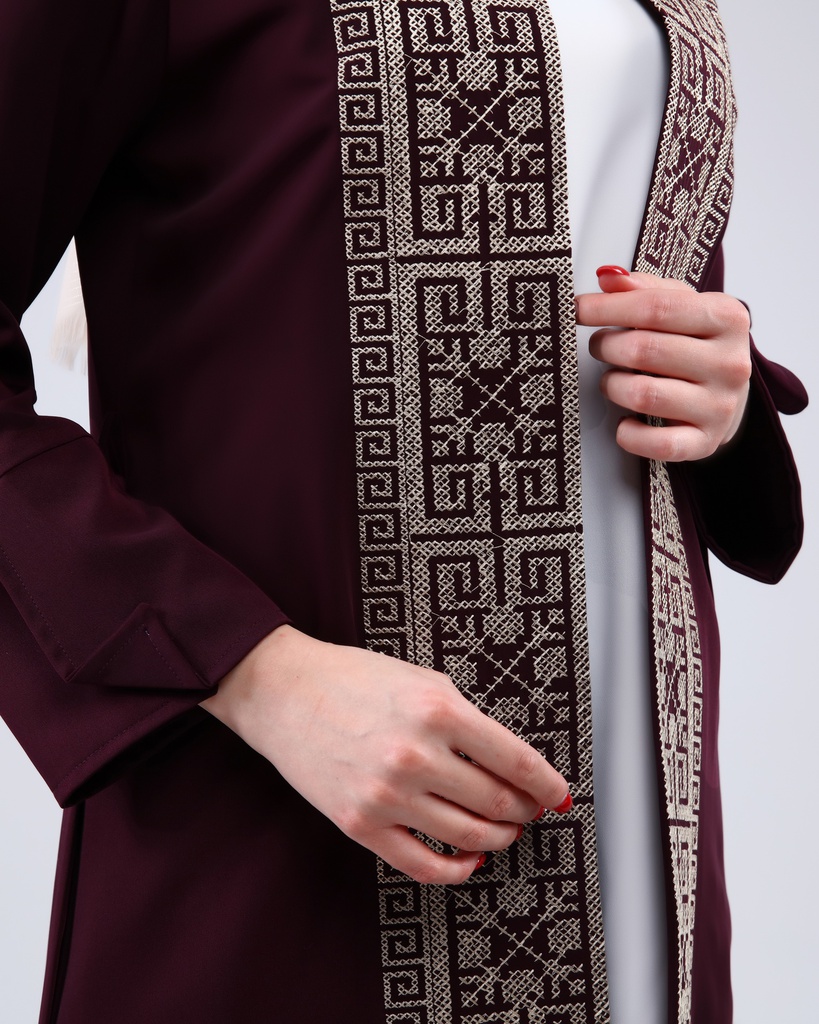 [3547-Maro-36] طقم فلسطيني 3 قطع طويل 3547 (36, Maroon) NRC20662