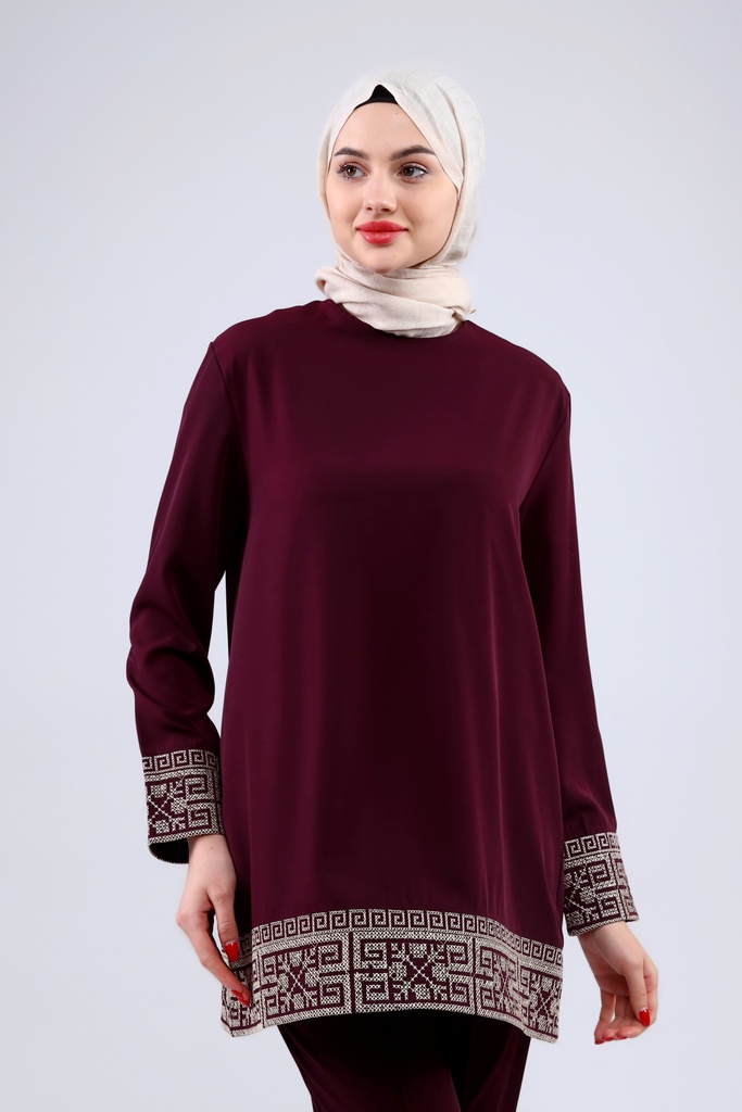 [2546-Maro-36] طقم فلسطيني قطعتين 2546 (36, Maroon) NRC20663