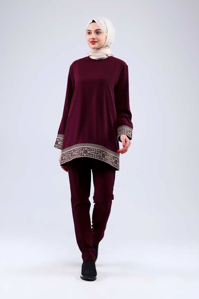 [2546-Maro-36] طقم فلسطيني قطعتين 2546 (36, Maroon) NRC20665