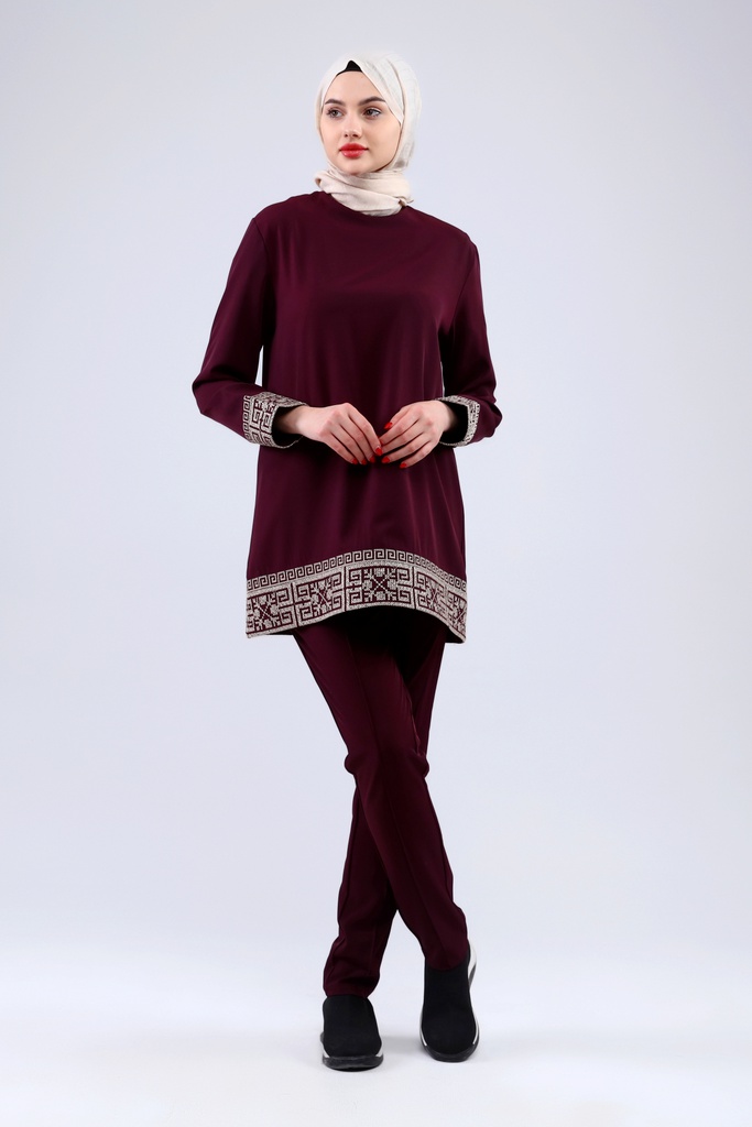 [2546-Maro-36] طقم فلسطيني قطعتين 2546 (36, Maroon) NRC20666