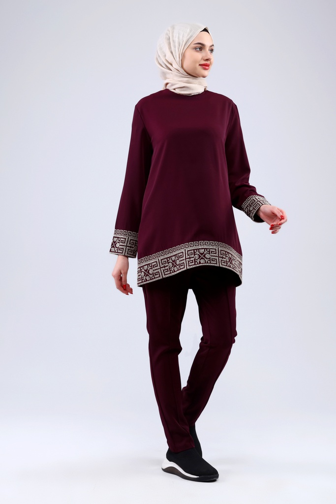 [2546-Maro-36] طقم فلسطيني قطعتين 2546 (36, Maroon) NRC20670