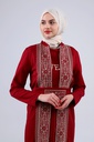 [25502-Maro-36] فستان فلسطين 3 قطع طويل قطن 25502 (36, Maroon) NRC20859