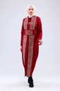 [25502-Maro-36] فستان فلسطين 3 قطع طويل قطن 25502 (36, Maroon) NRC20861