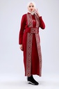 [25502-Maro-36] فستان فلسطين 3 قطع طويل قطن 25502 (36, Maroon) NRC20866