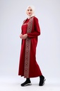[25502-Maro-36] فستان فلسطين 3 قطع طويل قطن 25502 (36, Maroon) NRC20871