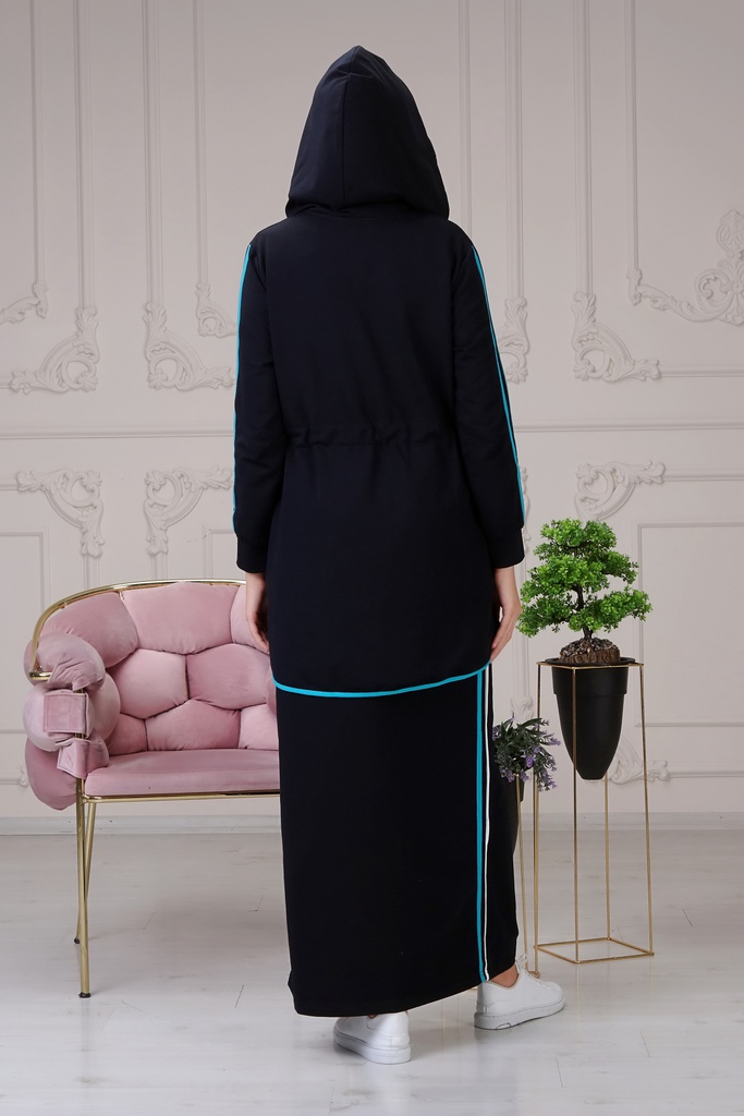 طقم ثلاث قطع تنورة مع هودي