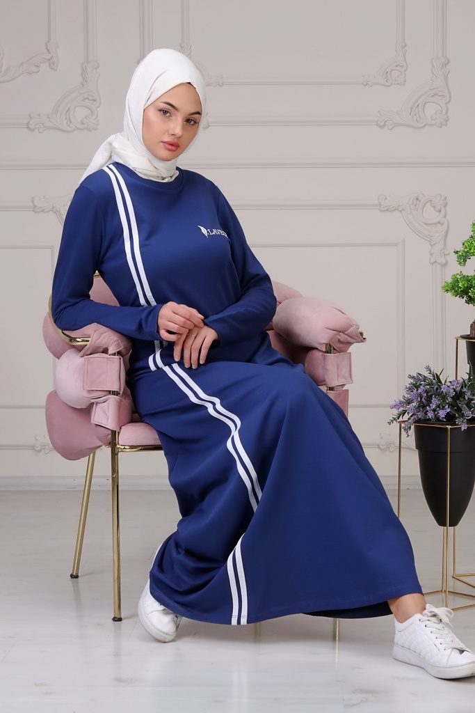 فستان خطين لون واحد