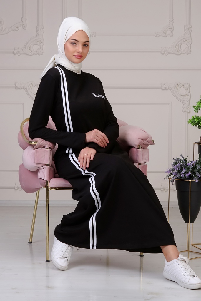 فستان خطين لون واحد