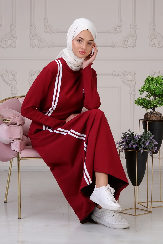 فستان خطين لون واحد